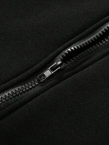 Manfinity EMRG Men Zip Up Drawstring Thermal Lined Hoodie Without Tee, Plain, Long Sleeve, Zipper Hoodie, Casual, Boyfriend Gift, Fall/Winter - Black - View 3