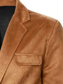 Manfinity Mode Men's Notched Lapel Fake Pocket Blazer, Old Money Style - Camel - View 6