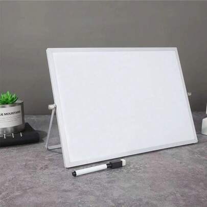 1pc Random Aluminum Alloy Frame Tabletop Whiteboard, Double-Sided Folding Magnetic Dry Erase Board, Office Supplies Back To School