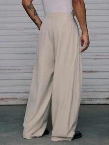 AXEPEAK Męskie spodnie casualowe o prostym, luźnym kroju ze szlufkami na pasek, idealne na jesień - Morela - Zobacz 2