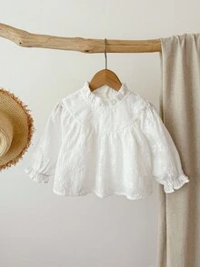 Blossori 女婴法式优雅荷叶边泡泡袖A字衬衫