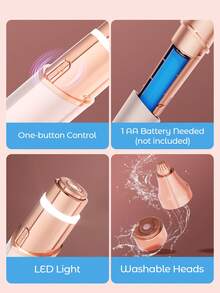 Teckwe Recortador de cejas eléctrico portátil recargable, epilador de cejas indoloro, afeitadora de cejas para mujeres, herramienta de afeitado facial, también para piernas, labios, axilas y manos, pelusa de durazno-oro rosa - Oro champán - Ver 5