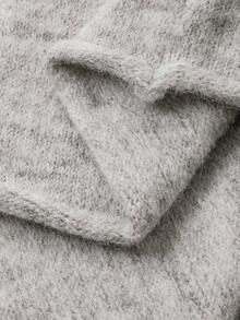 DAZY 女式纯色船领落肩休闲针织套头衫秋冬 - 灰色 - 查看 7