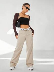 Comfortcana Spring Solid Crop Cardigan Without Cami Black Top In Fall/Winter,Brown Sweater - Coffee Brown - View 8