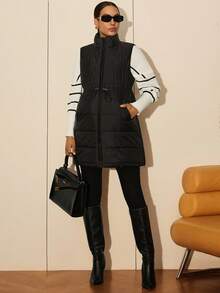 MaterniWear Maternity Work Clothes,Maternity Work Outfits, Maternity Work Coat ,Office,Business Casual Woman MaternityFall Clothes,Autumn Clothes,Maternity Autumn Clothes Casual Drawstring Pocket Padded Vest, Winter Black Vest Women Women Puffer Vest Long Vest Women Maternity Vest Winter Vest Women - Black - View 4