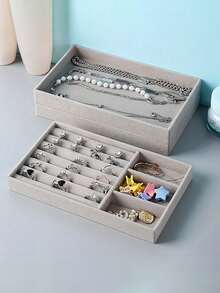 1/5pcs、首饰托盘、珠宝收纳盒、彩妆收纳盒、戒指收纳盒、项链收纳盒、灰色收纳盒、灰色分隔托盘、文具收纳盒、文具托盘、旅行收纳盒、便携式化妆盒、化妆盒、化妆托盘、旅行化妆盒、多功能收纳盒、适用于口红、唇线笔、眉笔、眼影盘、文具、适合女性送礼、度假海滩、浴室收藏、卧室收藏、大容量 - 彩色 - 查看 4