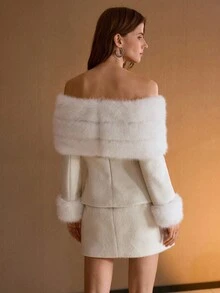 MOTF PREMIUM WOOL CONTRAST FAUX FUR OVERCOAT - Beige - View 3