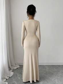 Elenzga Elegant Romantic Embroidered Patchwork Square Neck Fitted Waist Bodycon Dress For Women Fall Cloth For Women