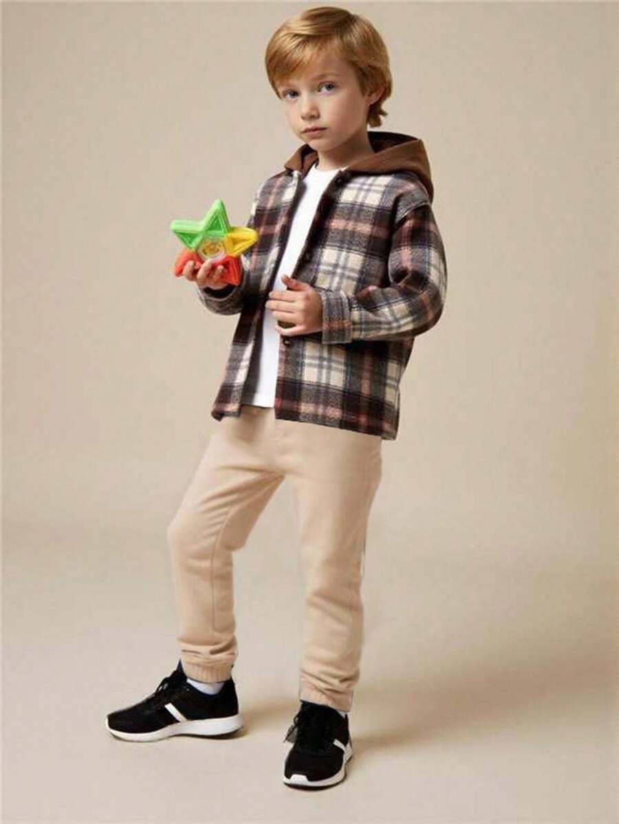 Souflis Souflis 2 件套男婴春秋时尚格子连帽外套和直筒裤套装 - 彩色 - 查看 1