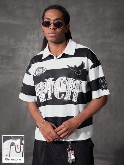 PAVTROS 男士 T 恤、水钻、万圣节、万圣节派对、街头服饰、返校