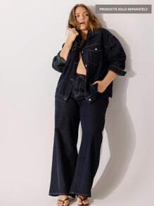 Aralina Plus Casual Curve 靛蓝筒形牛仔裤