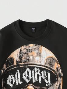 ROMWE MEN Street Life Men's Vintage Portrait Graphic Long Sleeve T-Shirt, Fall