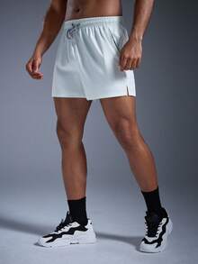 DRIFTMERE Men's Anti-Lost Drawstring Sports Shorts With Zipper Pockets - White - View 4