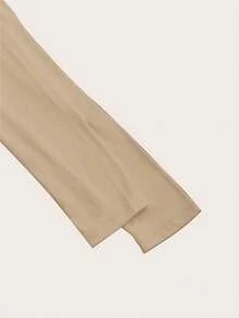 SHEIN EZwear 大码休闲卡其色针织高领长袖 T 恤 - 卡其色 - 查看 3