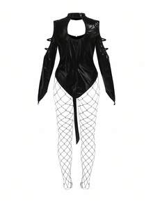 Fantasy Costume 大码时尚性感镂空前内衣 - 黑色 - 查看 4