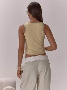 MUSERA Jersey-Tank Top mit Knopfleiste und Ausschnitt – elegant und sexy für Abendveranstaltungen, Urlaub, Herbst, Partys, Weihnachten und Silvester.