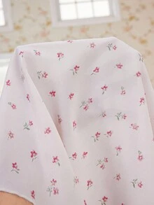 CottageSlumber Ditsy Floral Semi-Sheer Lace Trim Patchwork Mid-Length Long Sleeve Plus Size Women Nightgown, Fall - Baby Pink - View 7