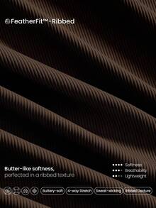 GLOWMODE FeatherFit™ Ribbed Flex Soft Square Neck Sports Bra Low Impact Yoga Pilates Studio Daily Casual Wear Removable Cups Fall Winter - Chocolate Brown - View 5