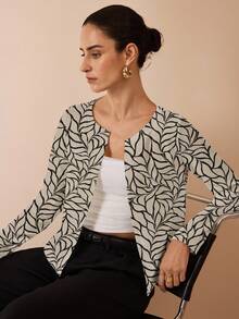 Shutterstock Glamance Casual Plant Print Women Jacket, Suitable For Autumn - Multicolor - View 3