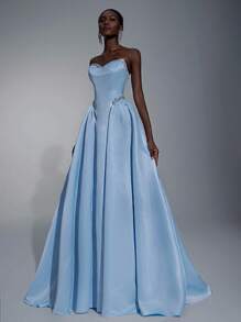 Elitara Elegantes gestricktes Patchwork-Satin-Bustier-Baskenrock mit Taillenbund, luxuriöser 3D-Strass, superweiter A-Linie-Rock mit verstellbarem Rückenbindung, geeignet für Date, Party, Hochzeit, Urlaub, Schulanfang, formelle Gala