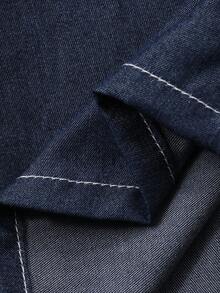 DAZY Women's Casual Loose Shirt And Wide Leg Jeans Suit, Autumn - Navy Blue - View 10