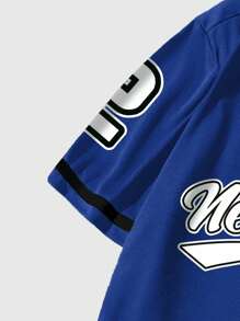 ROMWE MEN Prep 男式宽松单排扣城市标志印花短袖休闲衬衫