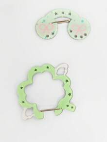 ROMWE Anime 3 件随机可爱四叶草耳套钥匙扣，Y2K Lolita 绿色亚克力蝴蝶花星星吊坠包包吊坠，多功能高端配饰 - 綠色 - 查看 4