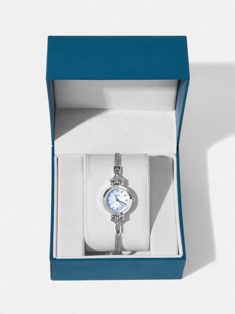 LUXURY RHINESTONE SILVER CASE BRACELET WATCH