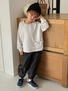DAZY 2 piezas Conjunto de otoño para niños, sudadera holgada casual y pantalones harén para niños pequeños, estilo japonés - Albaricoque - Ver 7