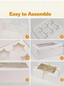 SHEIN 5 件/12 件 12 个带透明窗口的纸杯蛋糕盒 - 一次性糕点架，用于饼干、零食和甜点 - 非常适合日常家庭烘焙和派对学校用品食品袋食品盒适用于糖果巧克力饼干等。