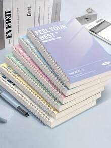 SHEIN 6 包 60 120 页 A5 B5 83x59 英寸螺旋笔记本学院横线 7 毫米厚纸板封面 6 种颜色学习笔记日记写作返校办公用品线圈笔记本大容量厚简约时尚多色笔记本适合学生女士工作家庭夏季秋季文具礼物