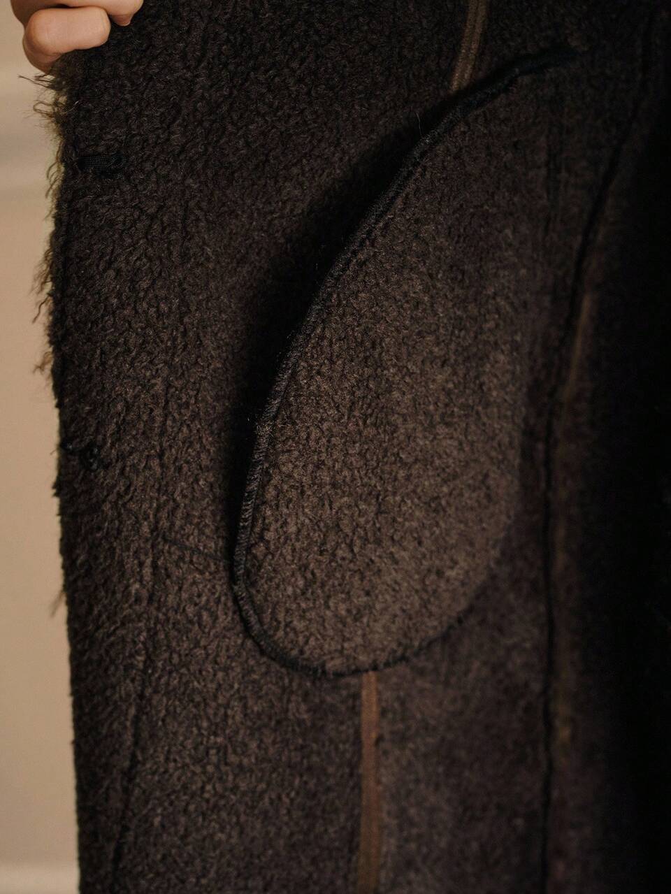 WATERFALL LONG SLEEVE FAUX FUR COAT