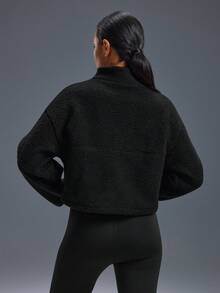 Powerista Áo khoác giữ nhiệt thể thao mùa thu cho nữ bằng vải nỉ - màu đen - Xem 2