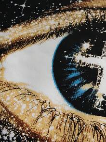 ROMWE MEN Street Life Men's Rhinestone Embellished Eye Long Sleeve T-Shirt, Casual Street Punk Style, Spring/Autumn, Fall, 2000s Style - Black - View 5