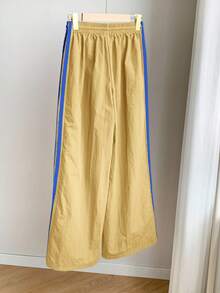 Comfortcana Quần thể thao dáng rộng cạp chun co giãn màu kaki đơn giản cho nữ - Màu Khaki - Xem 2