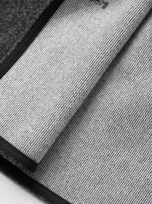 FRIFUL 女士圆领金属纽扣装饰宽松羊毛质感休闲通勤常规夹克女式外套 - 灰色 - 查看 7