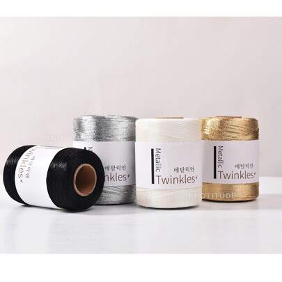 Hilo metálico brillante de 1 mm - Rollo de 450 m para ganchillo y macramé | Hilo de plata, rosa, oro para manualidades | Decoraciones navideñas DIY, bolsos, decoración del hogar y proyectos de tejido