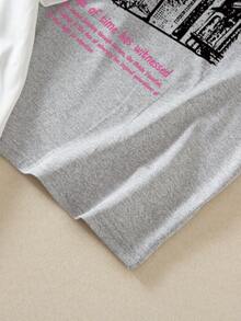 3 件套 Tween Girl 图案印花 T 恤，黑色、白色、灰色，街头风格休闲短袖上衣