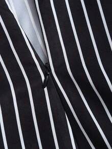 Sweetra 女士优雅通勤装，长袖衬衫+条纹吊带背心连衣裙，春秋季 - 藍色 - 查看 7