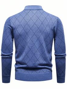Manfinity Mode Men's Lightweight Half-Zip Knit Sweater Long Sleeve Pullover Sweater, Fall Winter - Blue - View 2