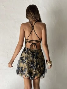 Aloruh Women Mini Dresses Fall Dresses For Women Autumn Clothes Vintage Clothes - Black - View 3