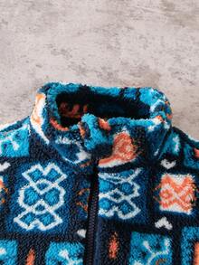 SHEIN Infant/Toddler Boys' Geometric Pattern Fleece Zip-Up High Collar Jacket, Suitable For Daily Wear, Outings, Travel Baby Boy Fleece Jacket Baby Boy Winter Jacket Boys Geometric Print Jacket 6 Months Baby Boy Winter Coat Newborn Baby Boy Zip Up Jacket Baby Boy Baby Girl Fleece Jacket Baby Boy Baby Girl Sherpa Jacket 3M-3T Fall/Winter Neutral Baby Clothes Neutral Baby Clothes Unisex Jacket - Multicolor - View 6