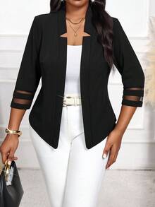 SHEIN Lady 秋冬大码女式时尚优雅休闲网眼拼布西装外套