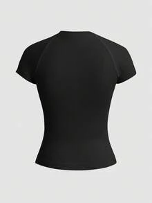 Easithlete Bộ 3 áo thun thể thao nữ màu trơn cổ tròn tay raglan ngắn tay không đường may. - Nhiều màu - Xem 3