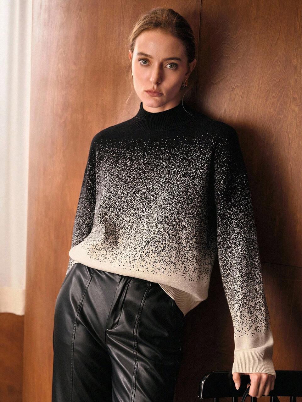OMBRE STAND COLLAR SWEATER