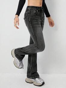 Sparklyn Teen Girls' Casual Washed Low Waist Slim Fit Flare Jeans Fall Winter