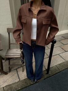 Siren Gaze 休闲落肩纽扣大衣，秋季