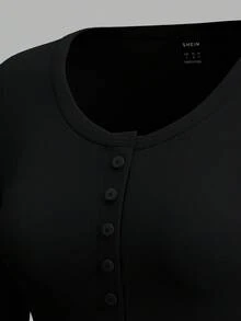 SHEIN EZwear 2 Áo len cardigan tay dài màu đen và xanh navy dành cho nữ, phù hợp cho mùa thu/đông - Nhiều màu - Xem 4