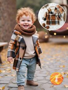 Souflis Souflis Baby Boy/Girl Elegant Vintage Plaid Overcoat, Elegant Clothing With Vintage Plaid, Baby & Toddler Clothing, Suitable For 3 Months To 3 Years Old Children Fall Winter