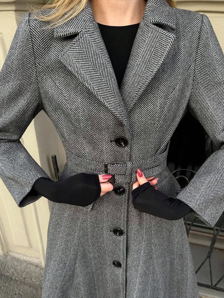 BUTTON UP BELTED OVERCOAT